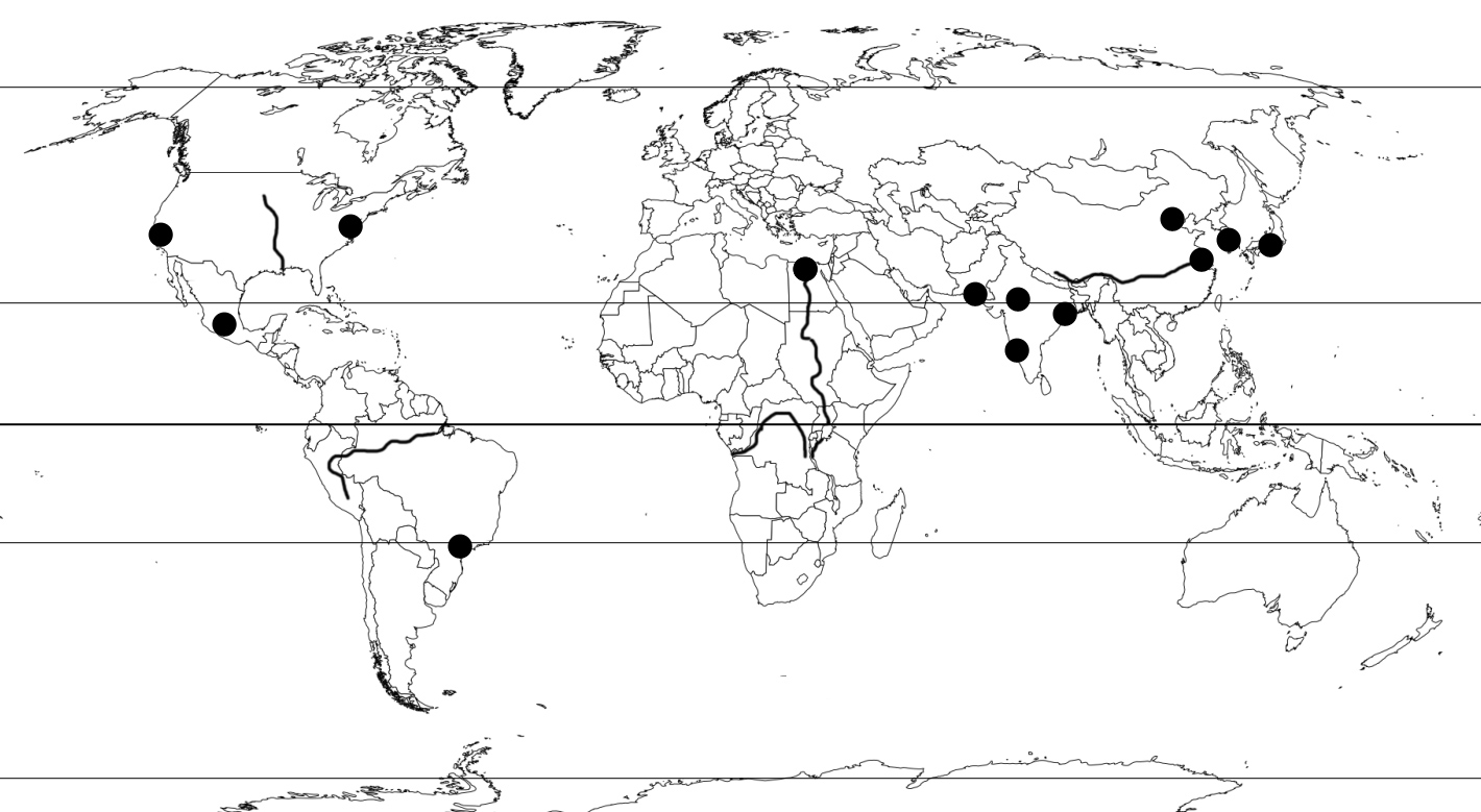 Carte Du Monde Vierge Avec Les Lignes Imaginaires